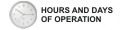 Hours and days  of Operation